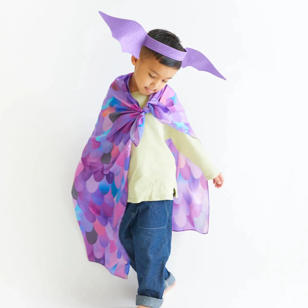 dinosauraus_oren_hoofdban_5.webp Sarah's Silks Creativiteit & Fantasie | 3 Tot 4 Jaar*Dinosauraus oren hoofdband - paars