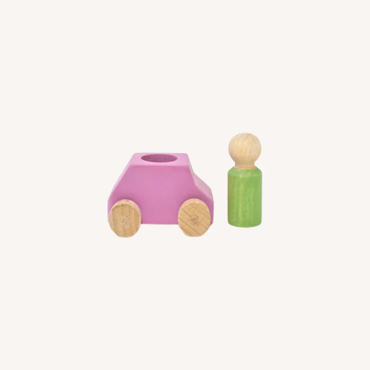 Lubulona Ruimtelijk Inzicht | Motoriek*Houten auto met poppetje - roze