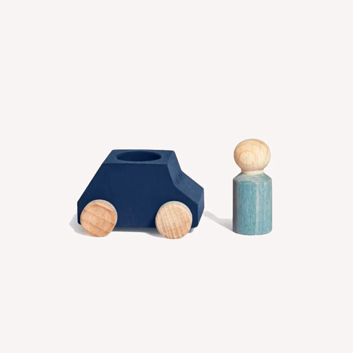 Lubulona Ruimtelijk Inzicht | Motoriek*Houten auto met poppetje - blauw