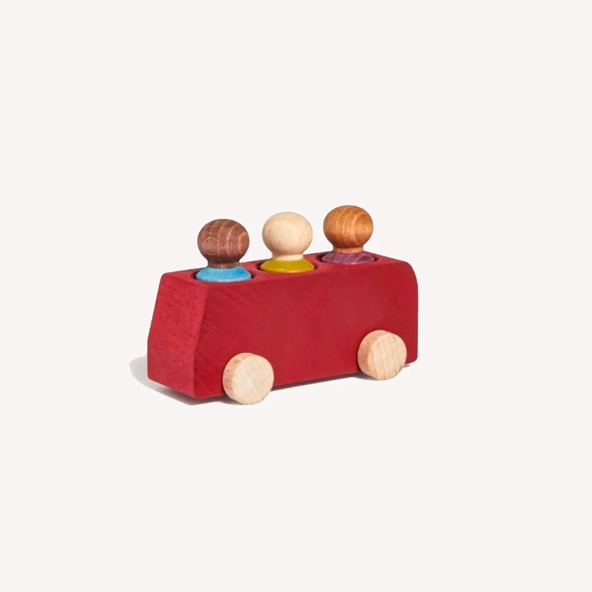 Lubulona Ruimtelijk Inzicht | Motoriek*Houten bus met poppetjes - rood