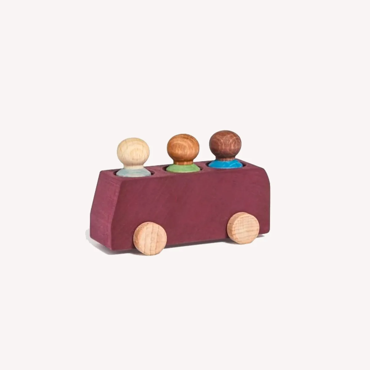 Lubulona Ruimtelijk Inzicht | Motoriek*Houten bus met poppetjes - plum