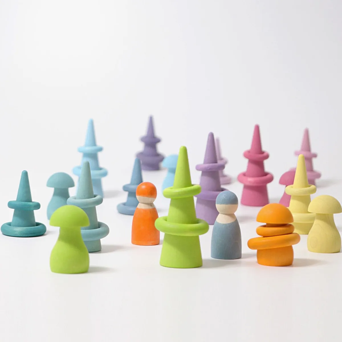 Grimm's Motoriek | Creativiteit & Fantasie*Houten kegels - pastel