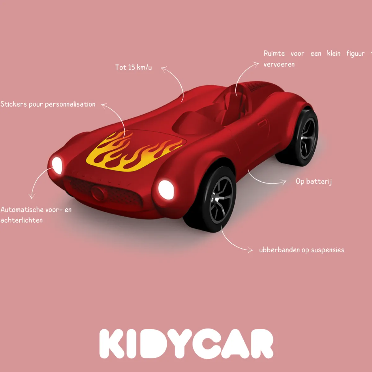 Kidywolf Ruimtelijk Inzicht | Motoriek*Kidycar - bestuurbare auto - rood