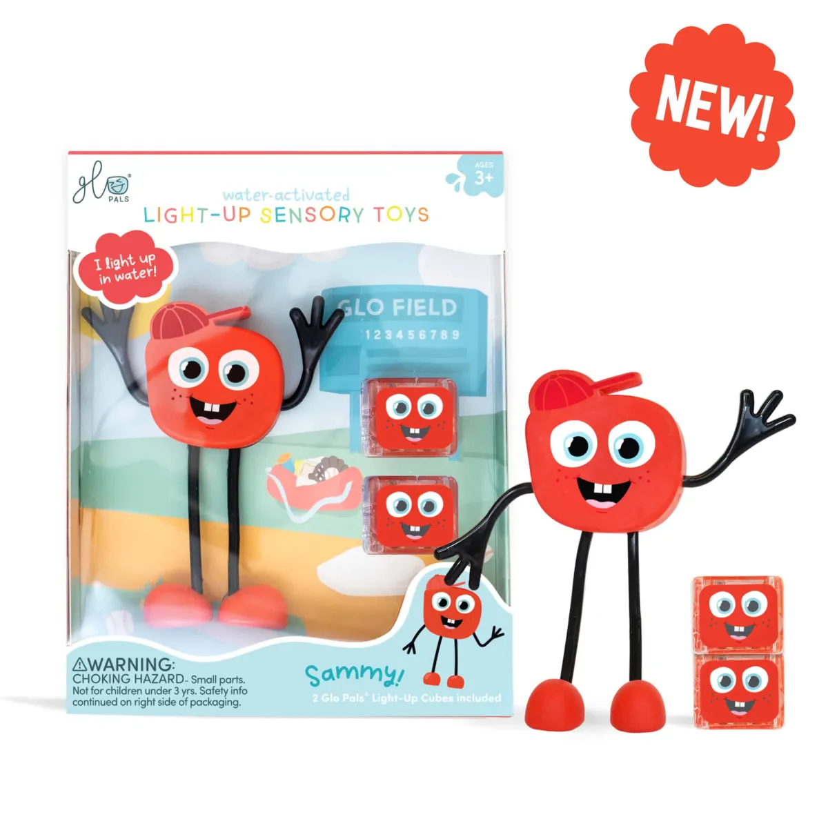 Glo Pals Zintuigen | 5 Jaar*Lichtgevend badspeelfiguur - Sammy - Rood
