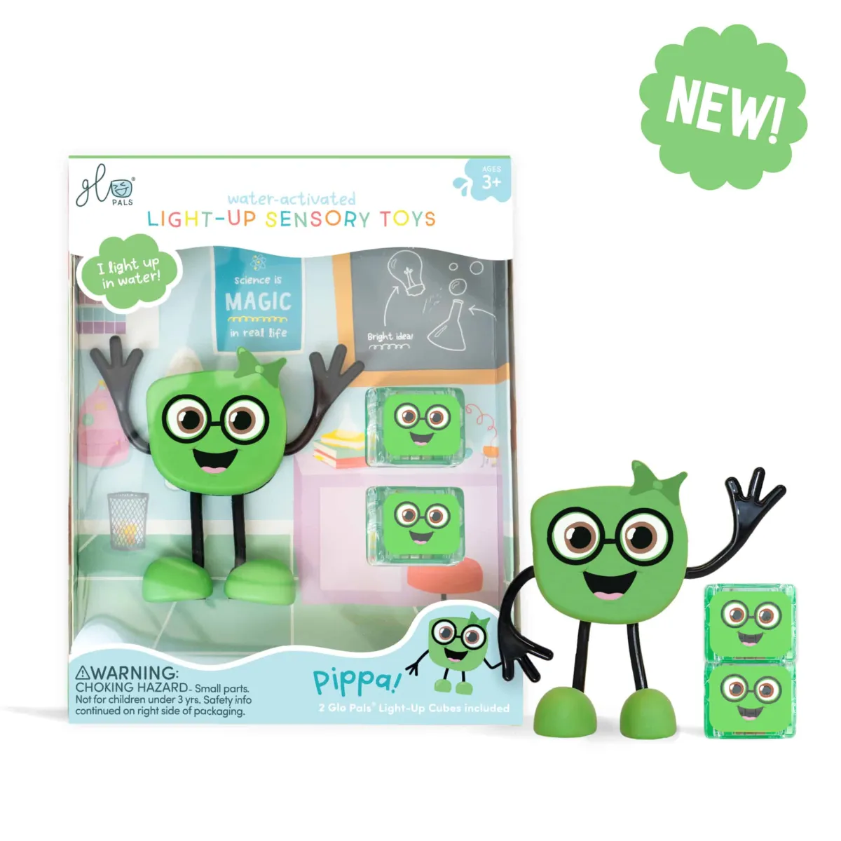 Glo Pals Zintuigen | 3 Tot 4 Jaar*Lichtgevend badspeelfiguur - Pippa - Groen