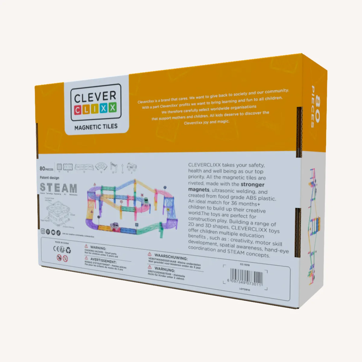 Cleverclixx Ruimtelijk Inzicht | Motoriek*Magnetische racebaan - Large Race Track Pastel - 80-delig