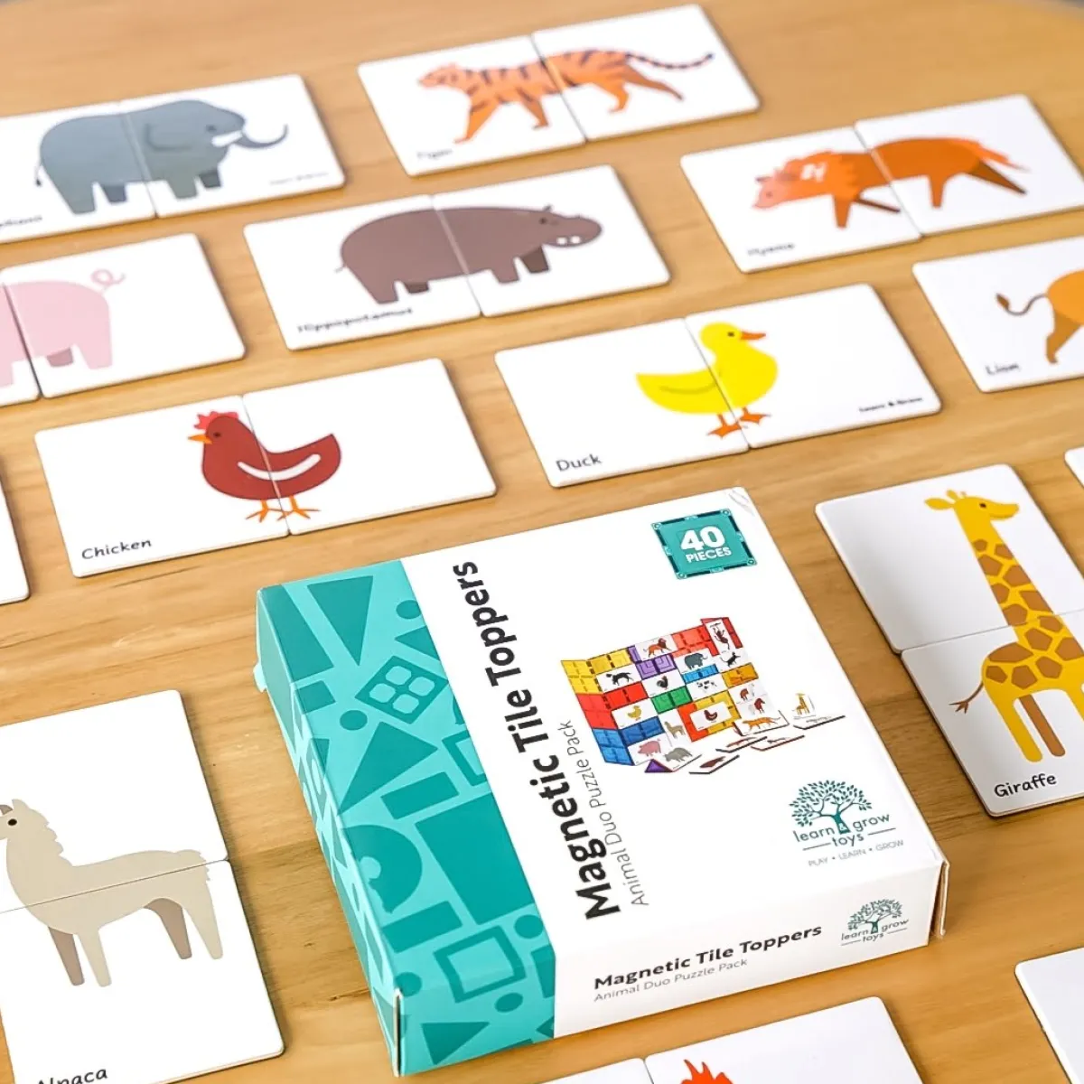 magnetische_tegel_toppers_5-1.webp Learn and grow toys Ruimtelijk Inzicht | Motoriek*Magnetische tegel toppers - dieren duo puzzel