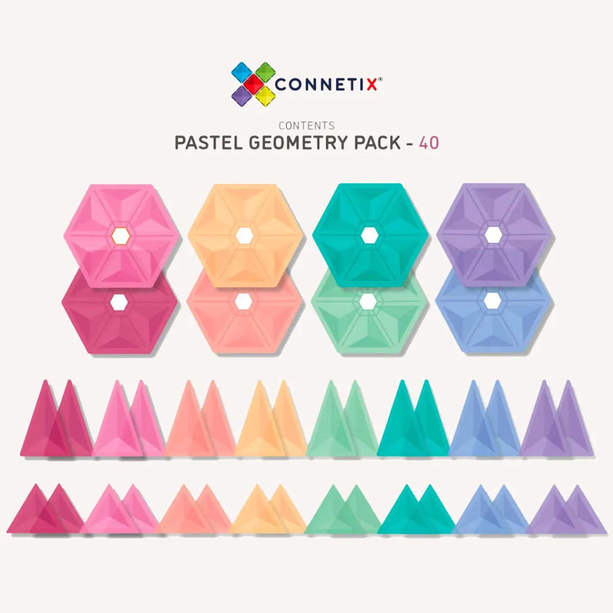 Connetix Ruimtelijk Inzicht | Motoriek*Pastel Geometry Pack 40-delig