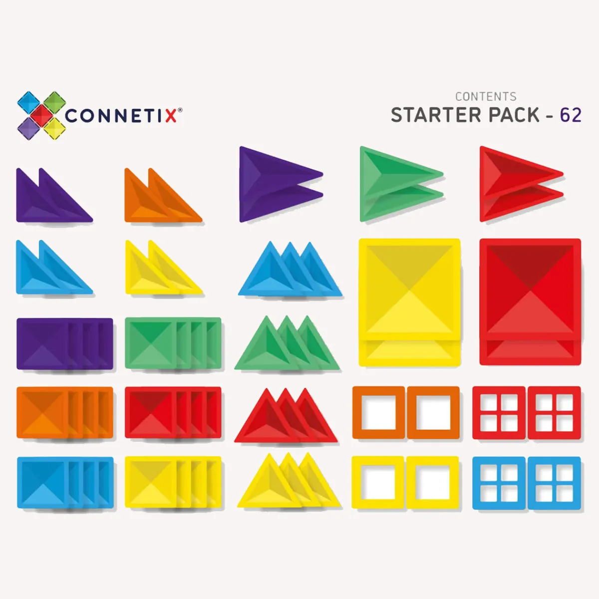 Connetix Ruimtelijk Inzicht | Motoriek*Rainbow Starter Pack 60-delig