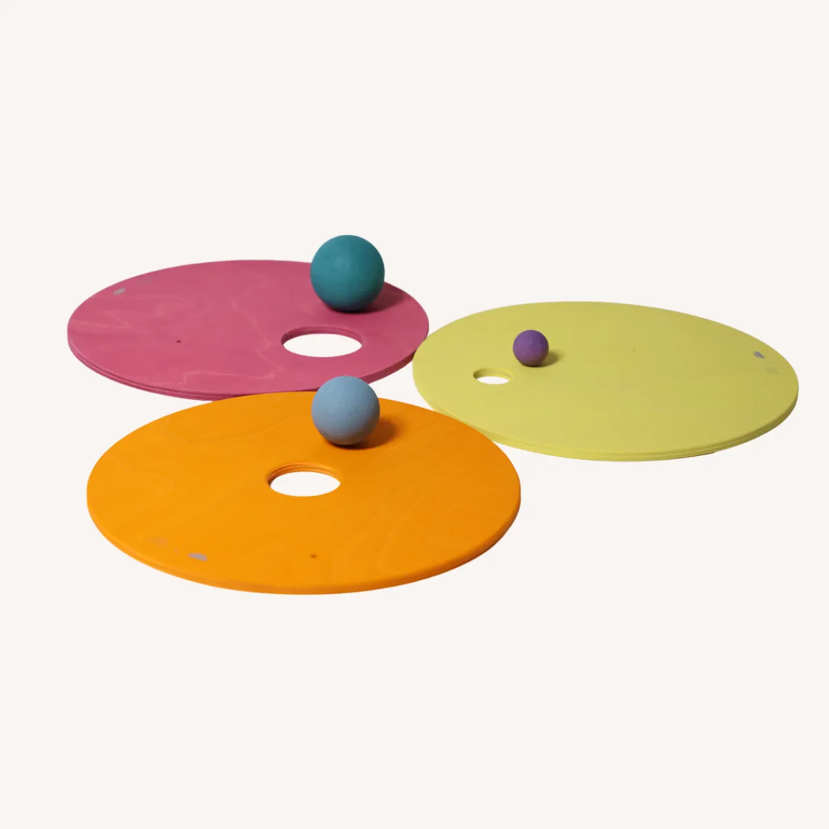 Grimm's x Stapelstein Ruimtelijk Inzicht | Motoriek*Rolling Discs Warm Pastel
