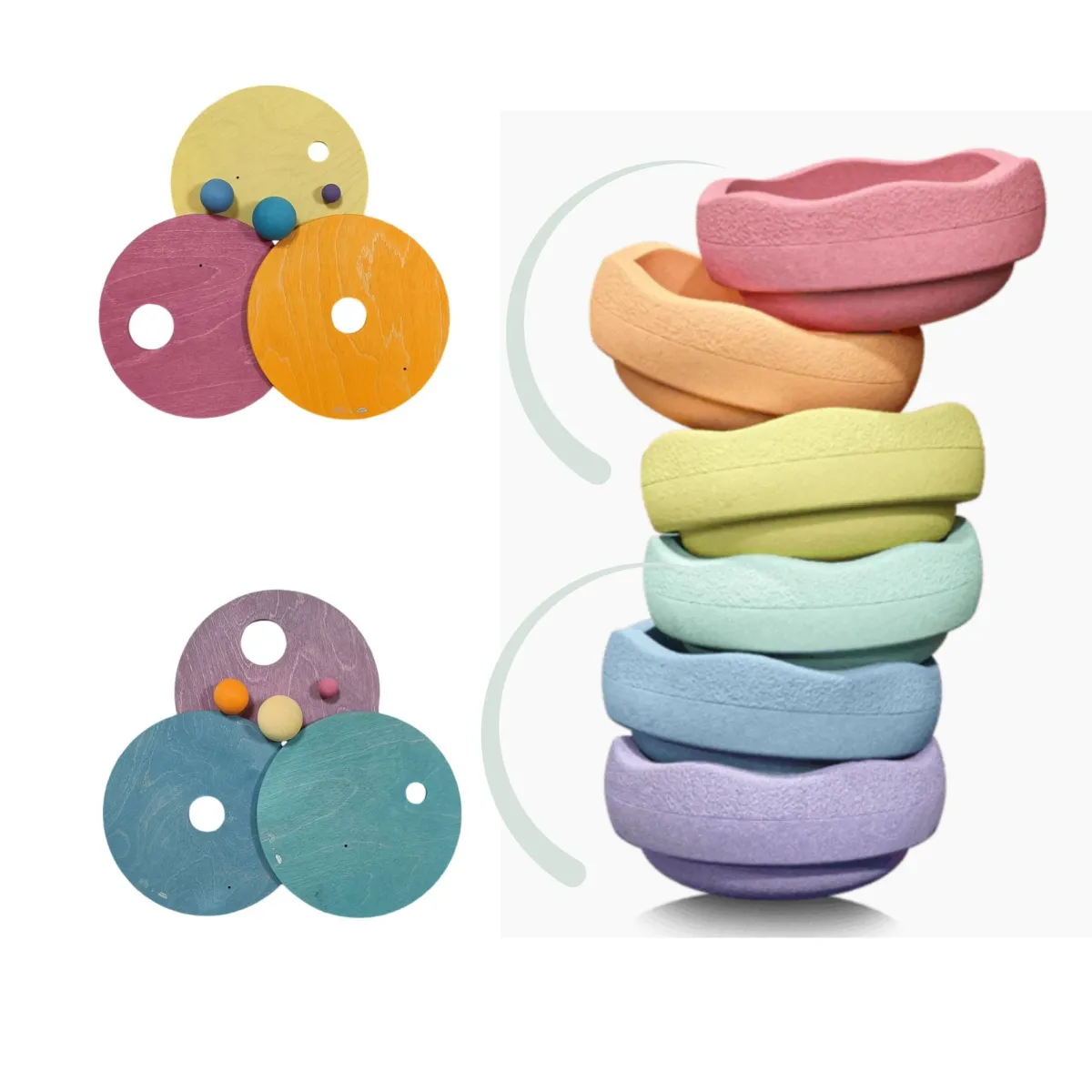 rolling_discs_warm_pastel_3.webp Grimm's x Stapelstein Ruimtelijk Inzicht | Motoriek*Rolling Discs Warm Pastel